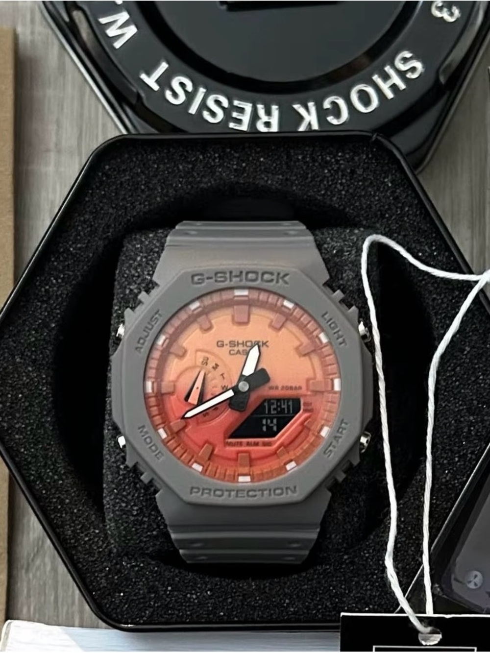 G-Shock Gray Watch with Orange Gradient Dial